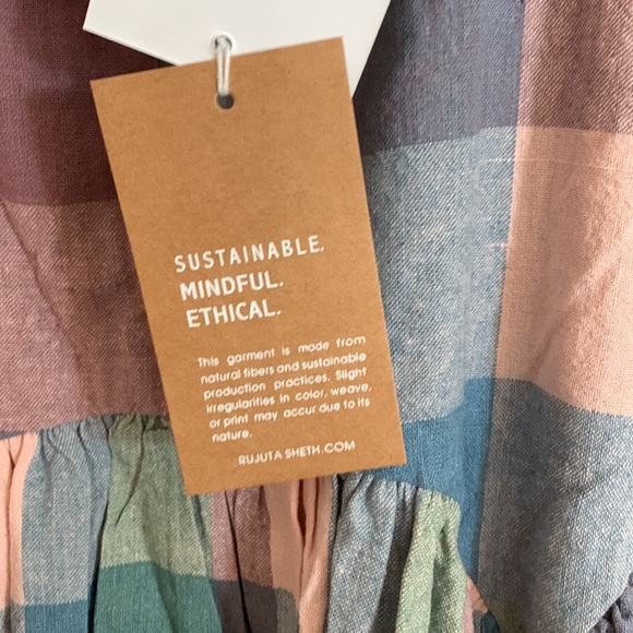 Rujuta Sheth medium dress plaid pink blue - Picture 5 of 9